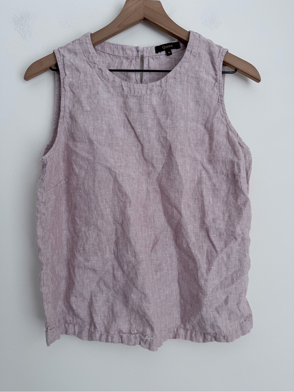 Quince 100% linen vintage pink chambray Sleeveless tank Top M